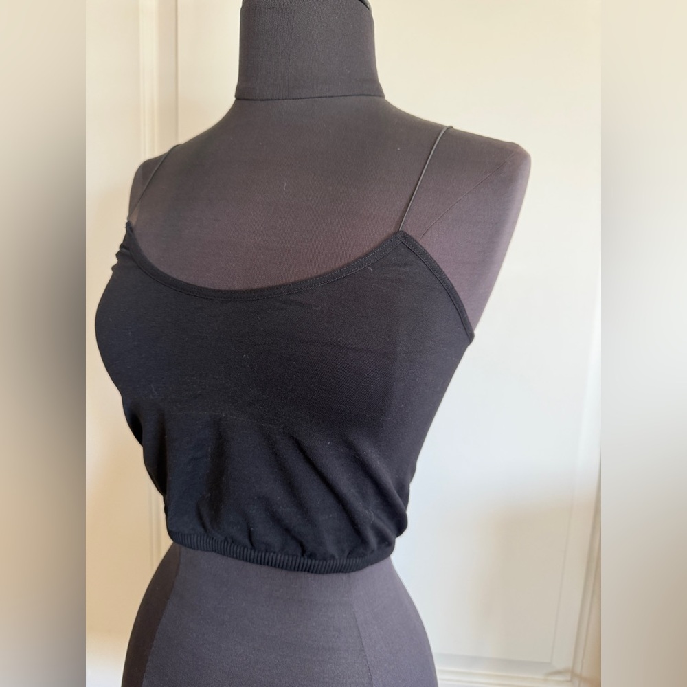 Intimately Free People Black Cropped Cami Tank spaghetti strap